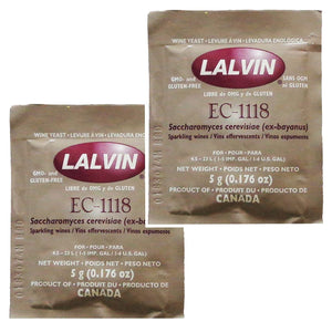 2x Lalvin EC-1118 Champagne Yeast 5g Sachet 18% Homebrew Wine Making 4.5L-23L