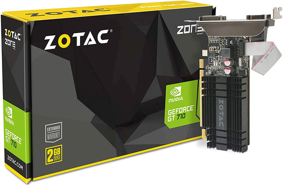 ZOTAC GeForce GT 710 2GB DDR3 PCI-E2.0 DL-DVI VGA HDMI Passive Cooled Single Slot Low Profile Graphics Card (ZT-71302-20L) 816264016295  [New]