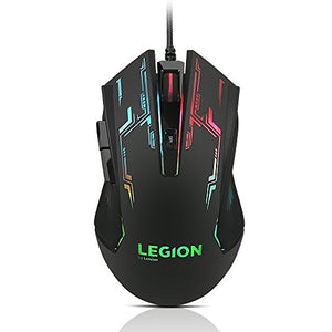 Lenovo Legion M200 RGB Gaming Mouse,5-button design,up to 2400 DPI with 4 levels DPI switch,7-color circulating-backlight,braided cable,comfort for playing,easy to set-up,GX30P93886,Black   [New]