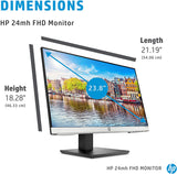 HP 24mh FHD Monitor - Computer Monitor with 23.8-Inch IPS Display (1080p) - Built-In Speakers and VESA Mounting - Height/Tilt Adjustment for Ergonomic Viewing - HDMI and DisplayPort - (1D0J9AA#ABA) 195122270674  [New]