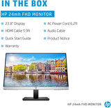 HP 24mh FHD Monitor - Computer Monitor with 23.8-Inch IPS Display (1080p) - Built-In Speakers and VESA Mounting - Height/Tilt Adjustment for Ergonomic Viewing - HDMI and DisplayPort - (1D0J9AA#ABA) 195122270674  [New]