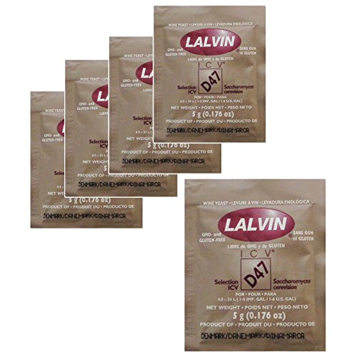 5x Lalvin D47 Yeast White and Blush Wines 5g Homebrew Wine Making 4.5L-23L   [New]