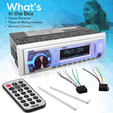 Pyle Marine Bluetooth Stereo Radio - 12v Single DIN Style Boat In dash Radio Receiver System with Built-in Mic, Digital LCD, RCA, MP3, USB, SD, AM FM Radio - Remote Control - PLMRB29W (White) 068888765084  [New]