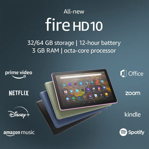 NEW Fire HD 10 tablet, 10.1", 1080p Full HD, 32 GB, latest model (2021) Black 840080509594  [New]