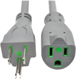 Tripp Lite 2ft Power Extension Cord 5-15P HG 5-15R HG 125V 13A Gray 2' 037332200099  [New]